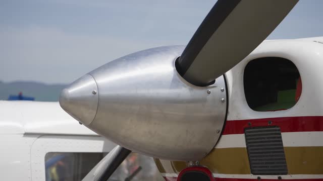 Closeup of small plane propeller