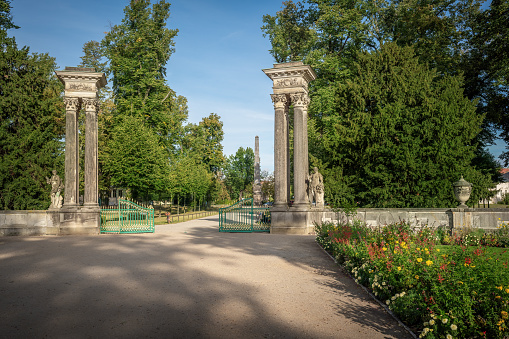 Obelisk entrance portal to Sanssouci park and palace - Potsdam, Brandenburg, Germany