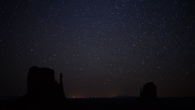 Monument Valley Milky Way Galaxy Time Lapse Tilt Up in Navajo Nation Arizona and Utah Southwest USA