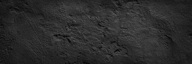 istock Black grunge texture background. Painted old concrete wall. Wide banner. 1472182408