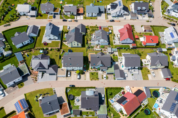 istock Neighborhood, aerial view 1472182529