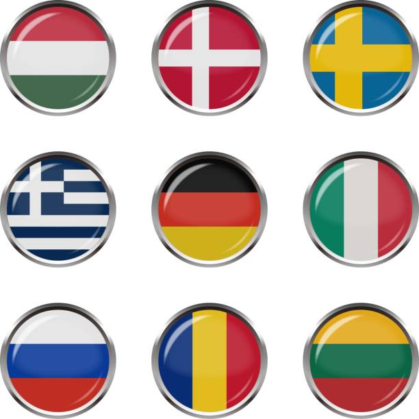 istock European flag button icon vector material set,Hungary,Denmark,Sweden,Greece,Germany,Italy,Russia,Romania,Lithuania 1472184949