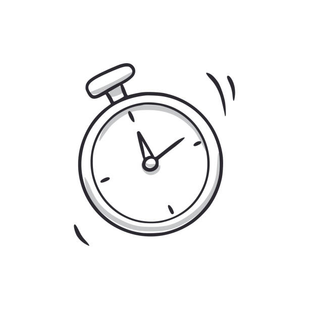 ilustraciones, imágenes clip art, dibujos animados e iconos de stock de icono de garabato del reloj temporizador. reloj cronómetro dibujado a mano icono de estilo de boceto. parada de tiempo, inicio, cuenta regresiva concepto dibujado - stopwatch watch clock speed