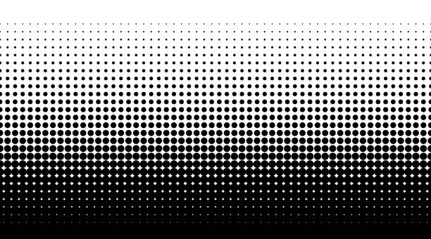 Dotted gradient halftone background. Horizontal seamless dotted pattern in pop art style. Abstract modern stylish texture. Fade gradient black and white half tone background. Vector illustration Dotted gradient halftone background. Horizontal seamless dotted pattern in pop art style. Abstract modern stylish texture. Fade gradient black and white half tone background. Vector illustration. fade in stock illustrations