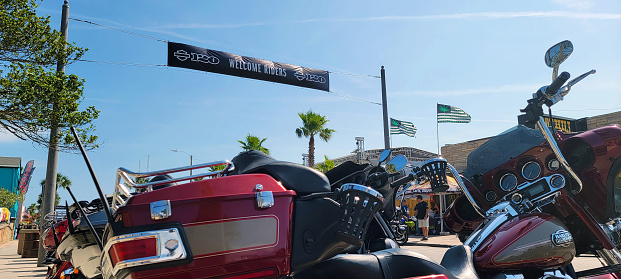 Daytona Beach Bike Week 2023 Banner. Annual event spring break motorcycle ride beach festival on Sunday March 05, 2023. Editorial Photo.