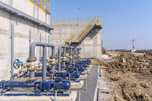 Cement wall and equipment of chemical plant building under construction