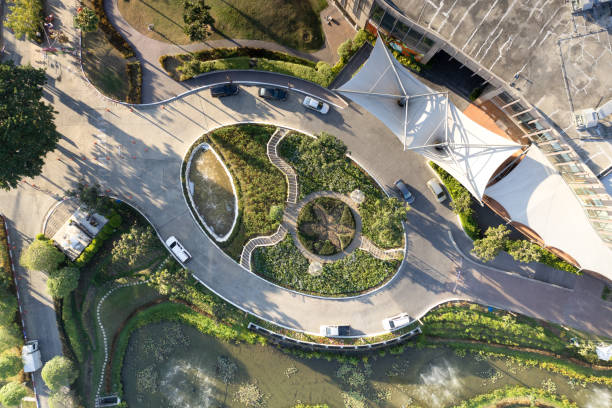 istock Garden, park in aerial view or top view. 1472196855
