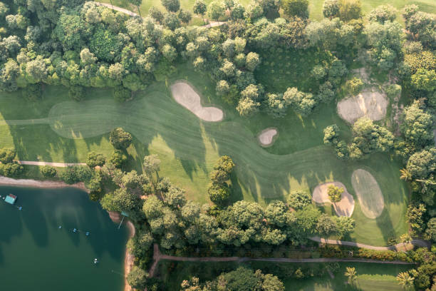istock Landscape in golf course in aerial view. 1472196857