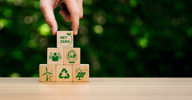 istock Net zero by 2050. Carbon neutral. Net zero greenhouse gas emissions target. climate neutral long term strategy. No toxic gases, implementing carbon capture and storage technologies. 1472200743