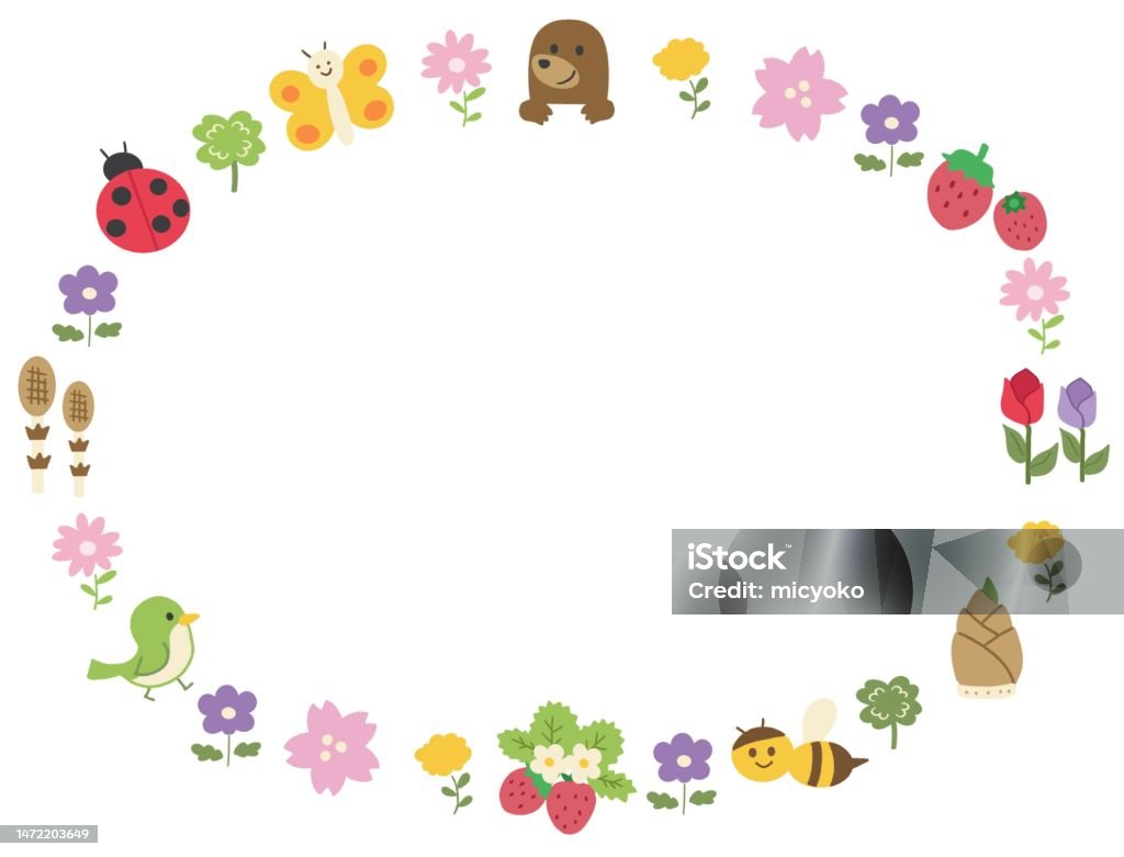 Spring Circle Outlines Spring Illustration Material Circle Frame01 Stock Illustration ...
