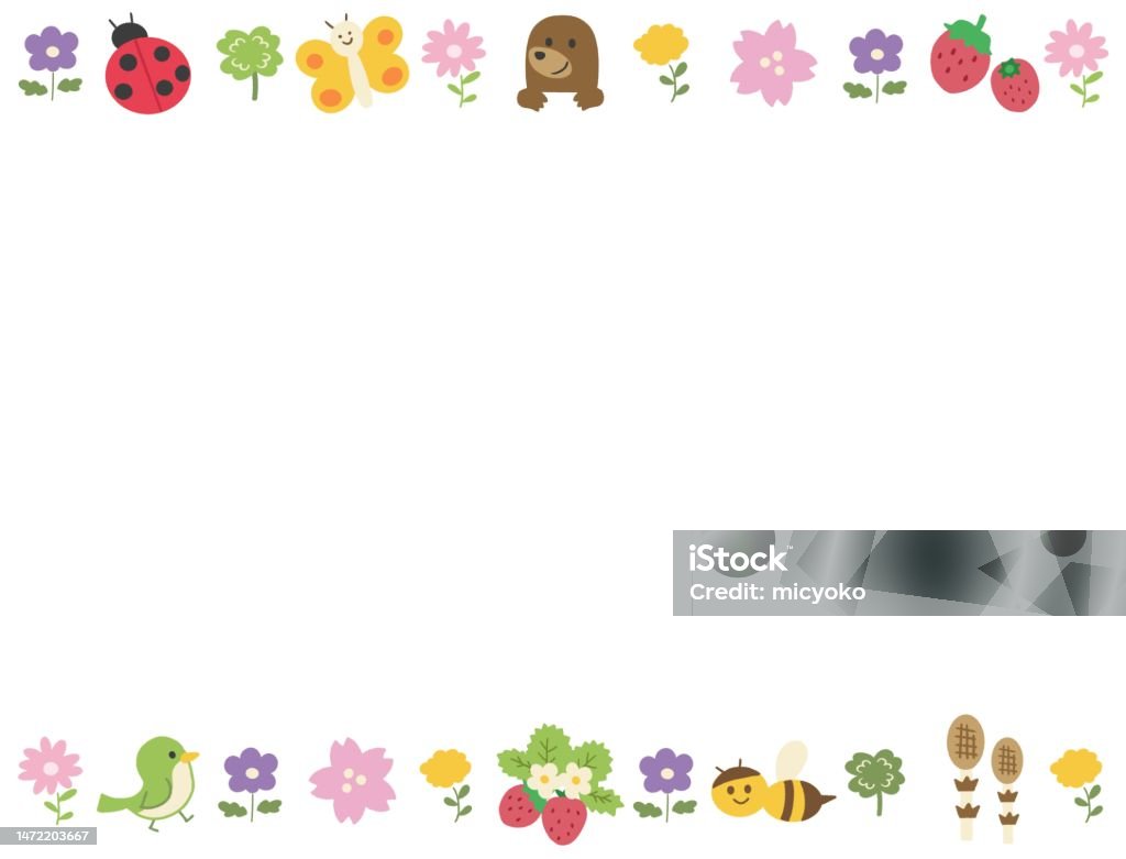Frame Cartoon Spring Spring Frame Illustration Material01 Stock Illustration - Download ...