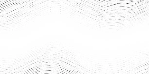 Vector illustration of Halftone wave lines background. Abstract dotted stripes texture. Warped and curved lines wallpaper. Vector minimalistic design template