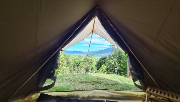istock Inside-outside view from luxurious tent in the tropics 1472206751