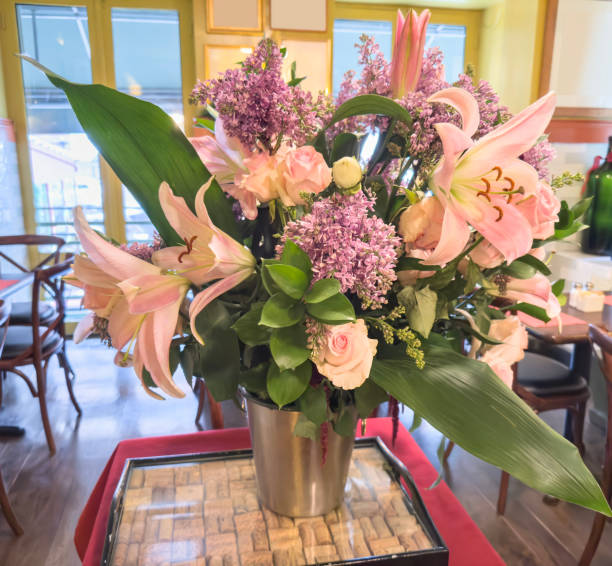 beautiful tropic flowers  on a table