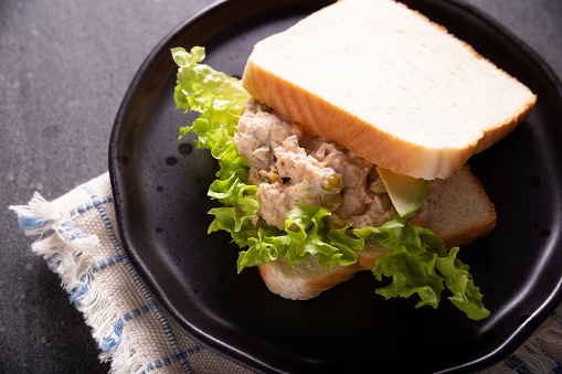 Tuna sandwich. It is a quick, simple and nutritious recipe, Healthy food, delicious snack very popular in many countries.