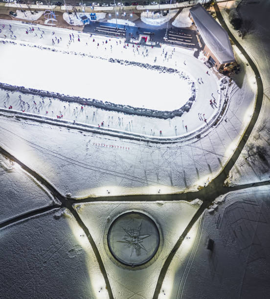 istock Aerial View of Public Ice Skating Oval 1472216497