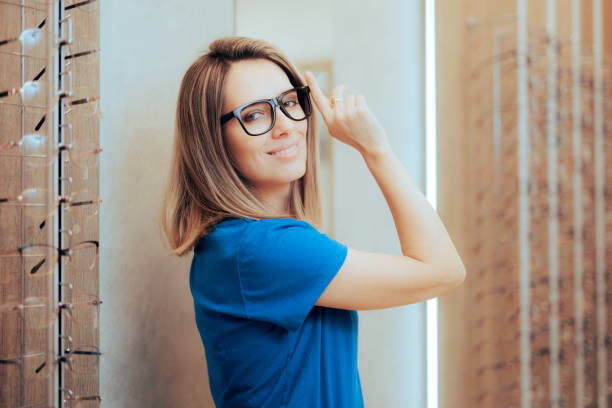 istock Cheerful Model Wearing Trendy Stylish Black Eyeglasses 1472216678