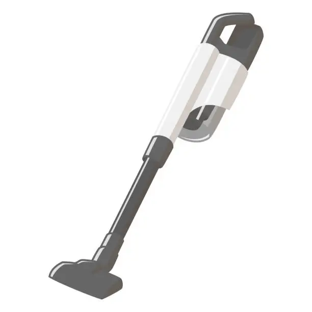 Vector illustration of Stick cleaner. Cordless cleaner. Vacuum cleaner. Home appliances.