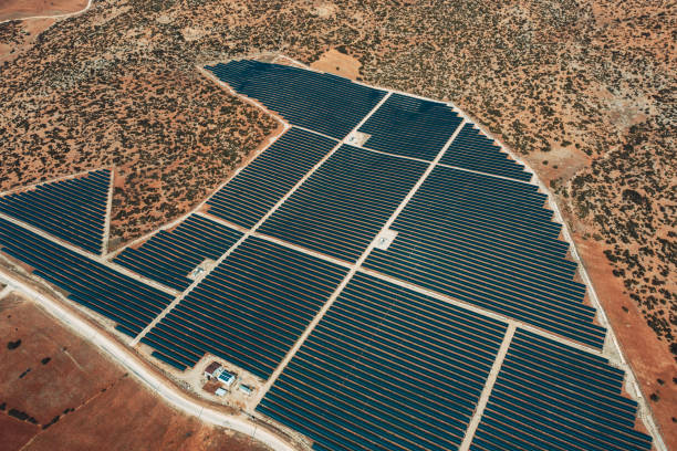 istock Solar panel in mountains, drone point of view, Turkey 1472219998