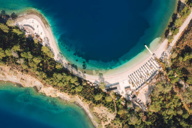 istock Empty beach in Fethiye, drone point of view 1472221162