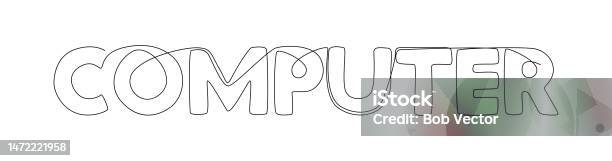 Computer Text Line One Continuous Line Of Computer Word Thin Line Illustration Vector ...