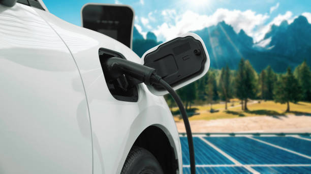 istock Progressive renewable and clean energy technology of EV car and solar cell. 1472223314