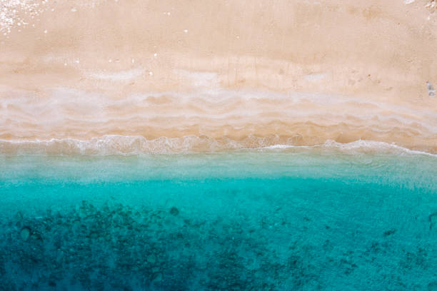 istock Unrecognisable beach, directly above drone point of view 1472224236