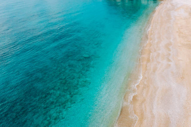 istock Unrecognisable beach, directly above drone point of view 1472224243