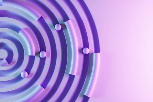 istock Circular data chart, abstract finance concept, neon lighting purple background 1472225378