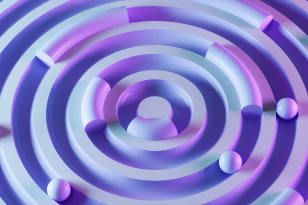 istock Circular data chart, abstract finance concept, neon lighting purple background 1472225388