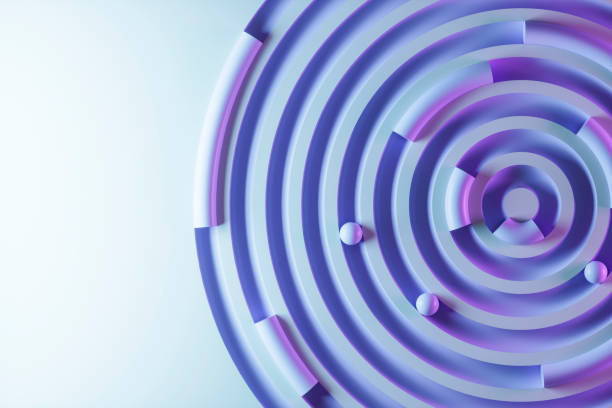 istock Circular data chart, abstract finance concept, neon lighting purple background 1472225392