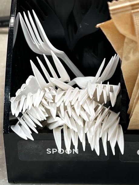 Plastic Forks stock photo