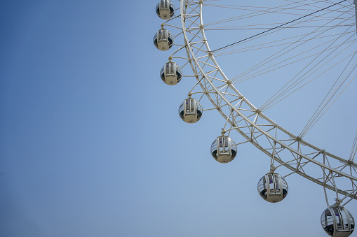 Brussels, Belgium - April 26, 2020: The Big wheel of Belgium on Poelaert square without any people during the confinement period.