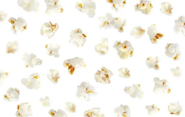 Vector illustration of Realistic flying popcorn background or wallpaper