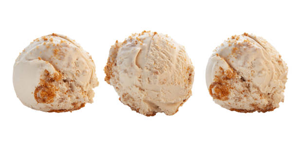 istock Lotus biscuit vanilla three scoops gelato ice cream in different angles and textures. 1472240226