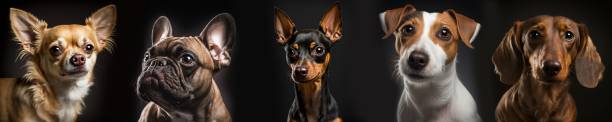 istock Dogs group studio portrait shot photo set on black background 1472243128