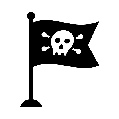 Online piracy inset mono color icon for various design projects. Grid icons designed to work together in a project to create visual unity.