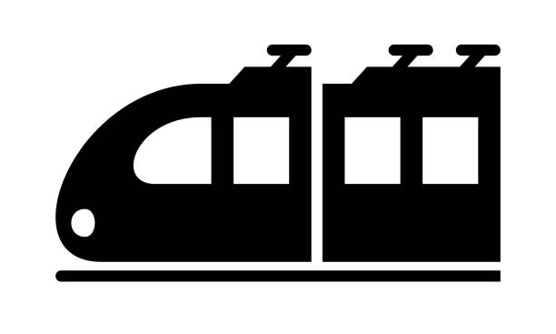 ilustraciones, imágenes clip art, dibujos animados e iconos de stock de icono de color mono insertado para estaciones de tren - urban scene railroad track train futuristic