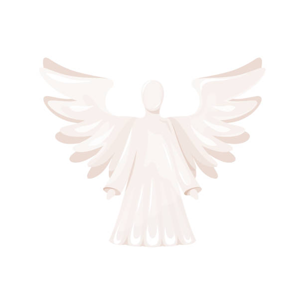 illustrations, cliparts, dessins animés et icônes de heaven angel holy wing figurine céramique blanc plat - white background decor religious celebration christmas