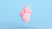 Pink Heart Anatomical Soft Selfcare Healing Kitsch Medical Organ Blue Pastel Background