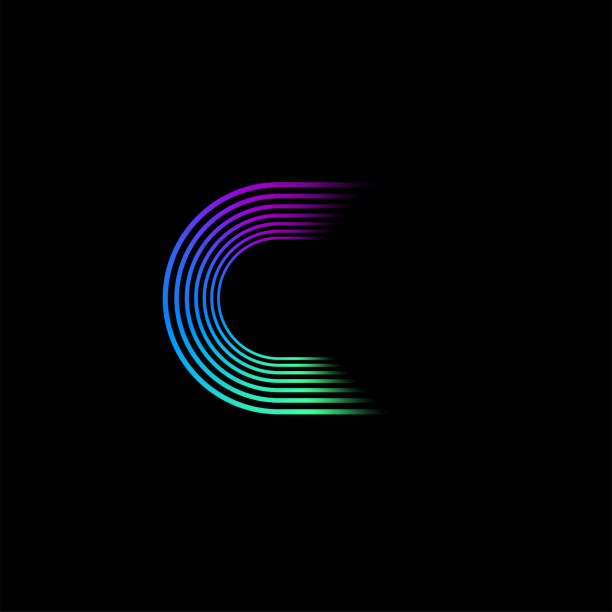 ilustrações de stock, clip art, desenhos animados e ícones de abstract neon circle curve line gradient cyberpunk style  logo sign turning pattern - rolling up flash