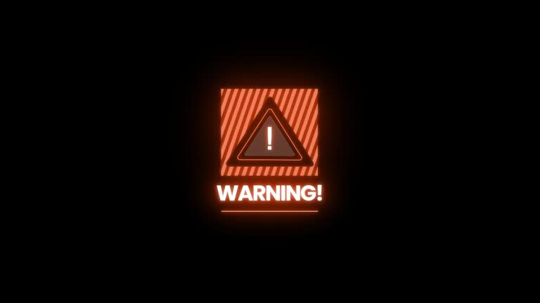 Glowing neon line Exclamation mark in triangle icon isolated on black background. Hazard warning sign, careful, attention, danger warning important. 4K Video motion graphic animation.