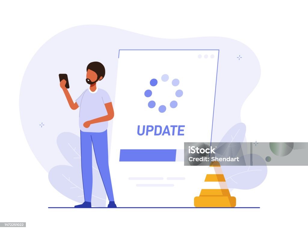 Program Upgrade Process Graphic System Or Web Application Upgrade Procedure Concept Of Software Version ...