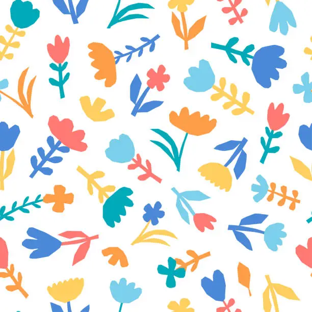 Vector illustration of abstract florals seamless pattern