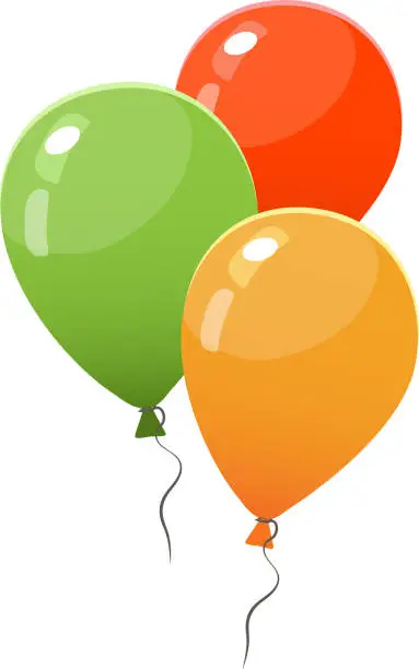 Vector illustration of Three party balloons of various colors