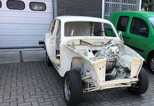 Disassembled vintage VOLVO car during restoring
