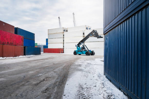 istock Industrial harbour during snowy winter 1472255179