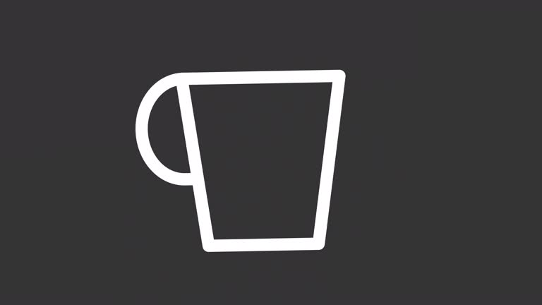 Animated cup white line icon