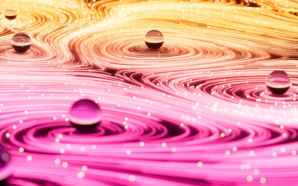 istock Flowing lines and glowing particles, Neon lines background, 3d rendering. 1472260839