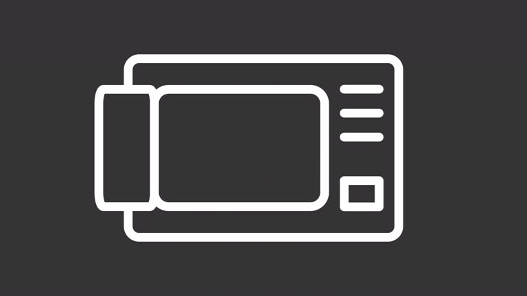 Animated microwave white line icon